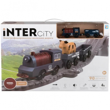 Т24156 Игрушка 1toy InterCity Diesel набор ж/д "Фермер", свет, звук, 90 дет.