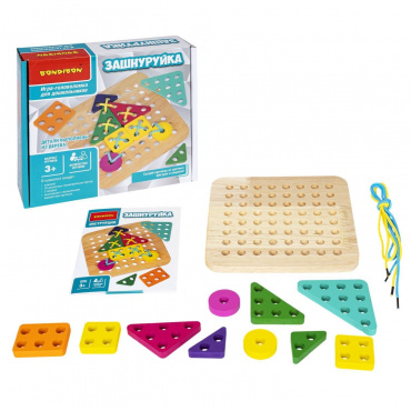 ВВ4860 Обучающие игры для дошкольников Bondibon «ЗАШНУРУЙКА», Box