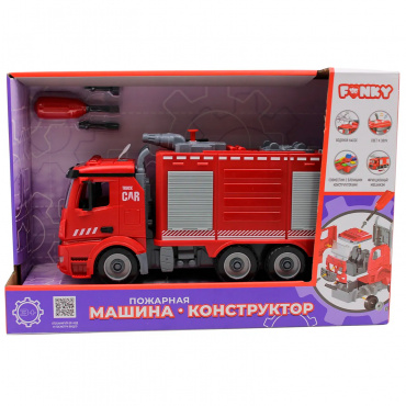 FT61115 Игрушка Пожарная машина-конструктор, фрикционная, свет, звук, вода, 1:12 Funky toys