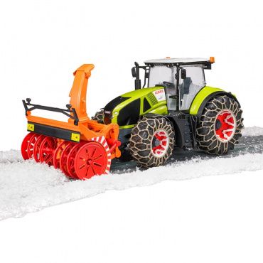 03017 Игрушка из пластмассы Трактор Claas Axion 950 c цепями и снегоочистителем