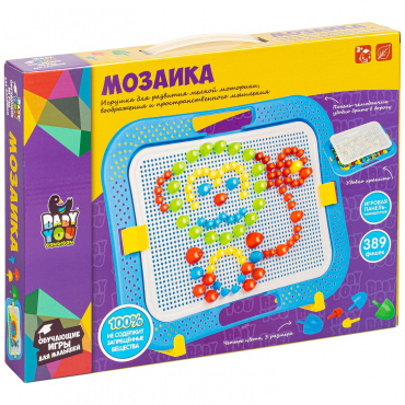 ВВ5020 Мозаика для малышей Bondibon, 389 дет., игр.панель-чемод., верт. крепл., Box