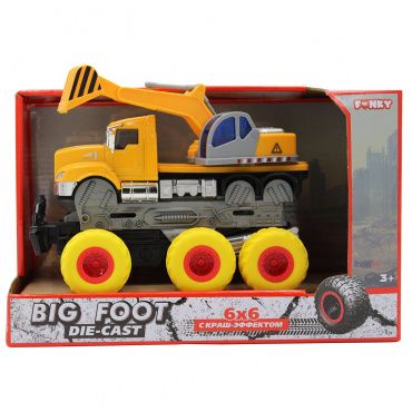 FT61092 Игрушка Экскаватор с краш-эффектом, кабина die-cast, фрикционная, 6*6, 1:43 Funky toys