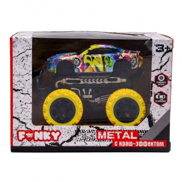FT8488-3 Игрушка Инерционная die-cast машинка с ярким рисунком, желтыми колесами Funky toys