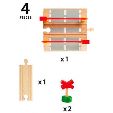 33388 BRIO Набор Ж/д переезд, 4 элемента, длина 10,8см