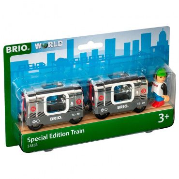 33838 BRIO Игрушка Поезд метро "Металлик" из 2х ваг. Special Edition,с фигуркой,блист.