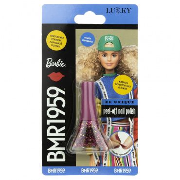 Т20056 Lukky Barbie BMR1959 Лак для ногтей цвет Розовый с блестками, блистер, объем 5,5 мл.