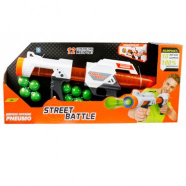 Т13653 1toy Street Battle Игровое оружие с мягкими шариками (в компл. 10 шар. 3,4 см), короб.