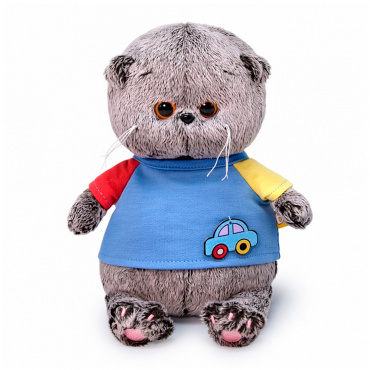 BB-064 Игрушка мягконабивная Басик BABY в футболке с машинкой