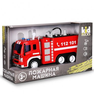 YK-2110 Игрушка-пожарная машина Kid Rocks, масштаб 1:16, со звуком и светом, инерц. механизм