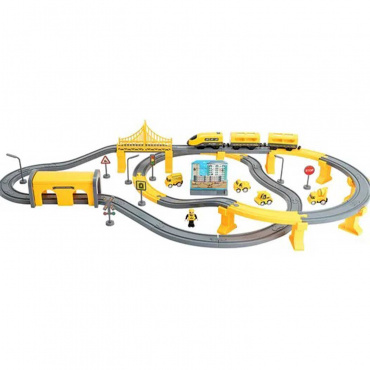 G201-001 Игрушка Железная дорога "Строительная площадка, 92 предмета", на батарейках со звуком
