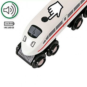 33748 BRIO Игрушка. Пассажирский поезд-экспресс со звуком, 3 дерев. вагона.