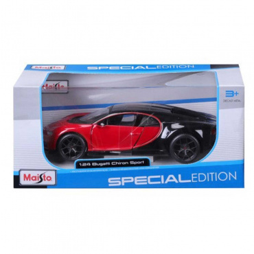 31514YL-BK Машинка die-cast Bugatti Chiron, 1:24, чёрно-жёлтая, открывающиеся двери