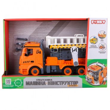 FT61166 Игрушка Спецтехника-конструктор, подъемник фрикционный, свет, звук, 1:12, 28,5см Funky toys