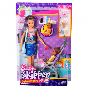 FJB00 Игровой набор Barbie Няня Скиппер с коляской