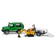 02593 Игрушка из пластмассы Bruder Внедорожник Land Rover Bruder c прицепом и экскаватором