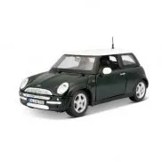 31219BK Машинка die-cast MINI COOPER, 1:24, чёрная с белой крышей, открывающиеся двери