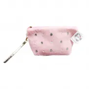Т21394 Lukky косметичка плюш.со стразами и жемчужинами,розовая,22х14 см,пакет,бирка