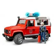 02596 Игрушка из пластмассы Bruder Внедорожник Land Rover Defender Station Wagon Пожарная(+мигалка)