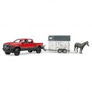 02501 Игрушка из пластмассы Bruder Пикап RAM 2500 Power Wagon с фургоном и лошадью